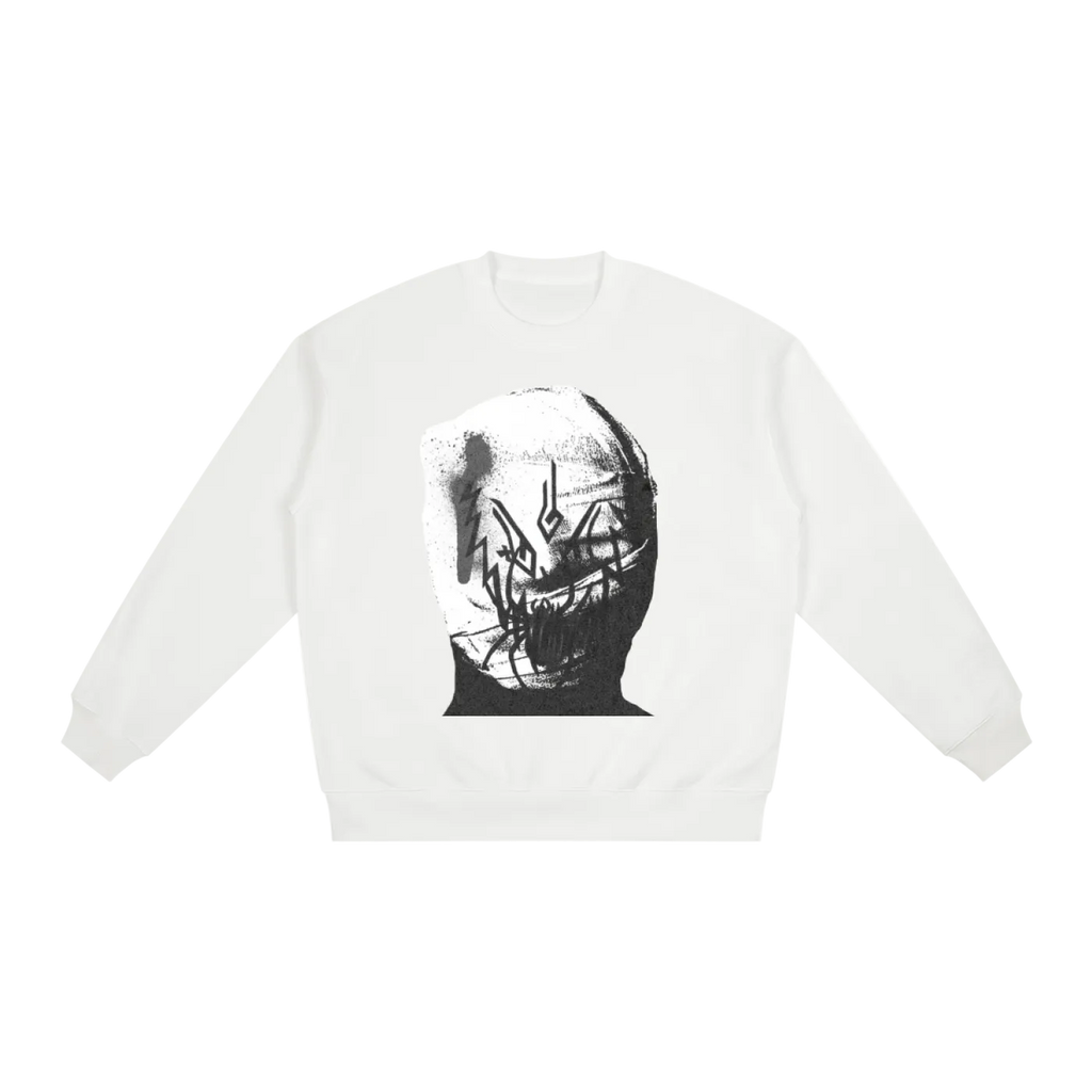 WEARDOZ BANDAGED Oversized Drop Shoulder Crewneck Sweatshirt 100% COTTON