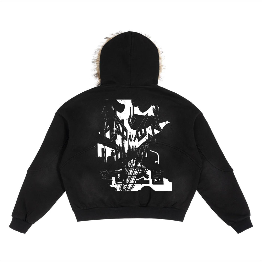 WEARDOZ 2026 Sun Fade Boxy Detachable Fur Hoodie