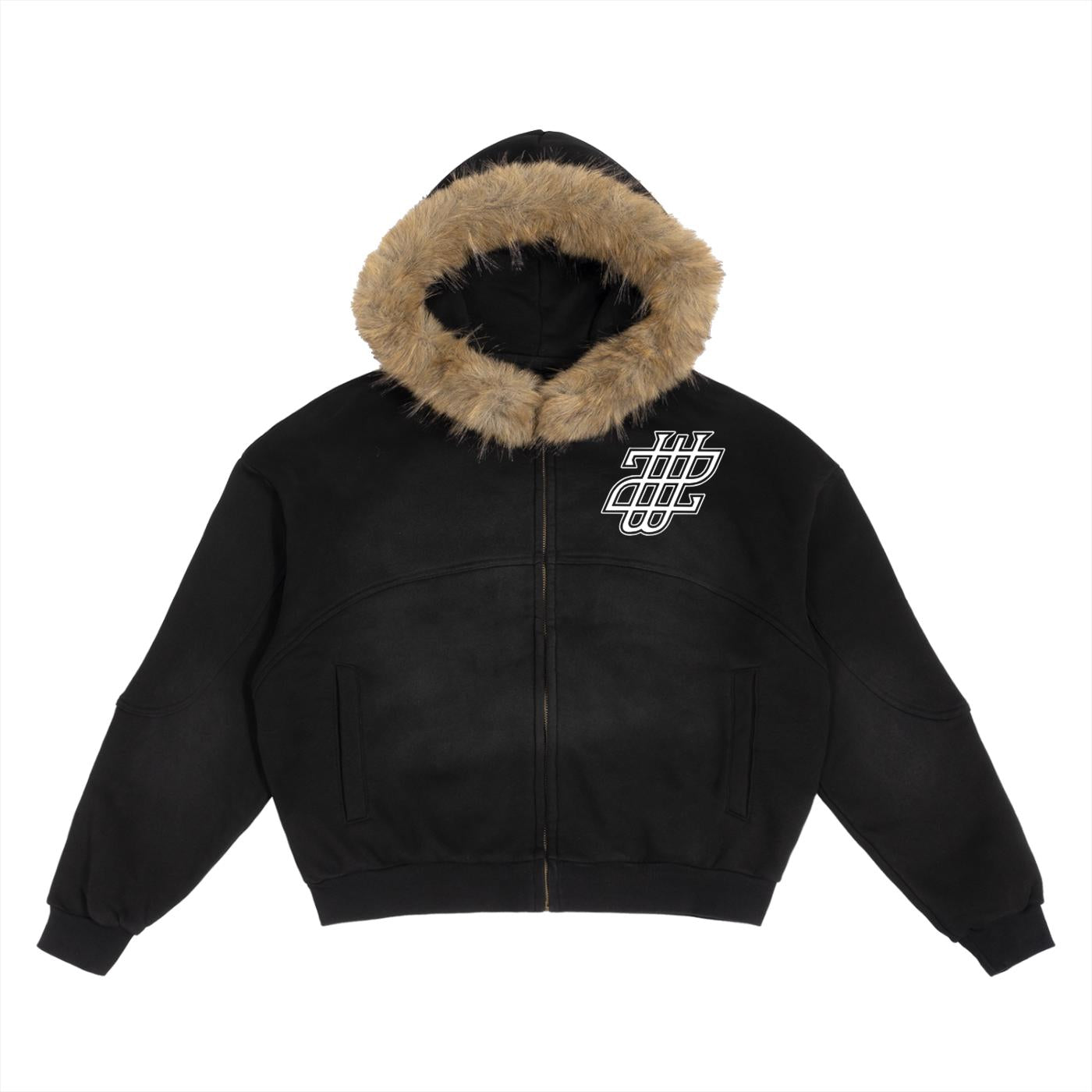 WEARDOZ 2026 Sun Fade Boxy Detachable Fur Hoodie