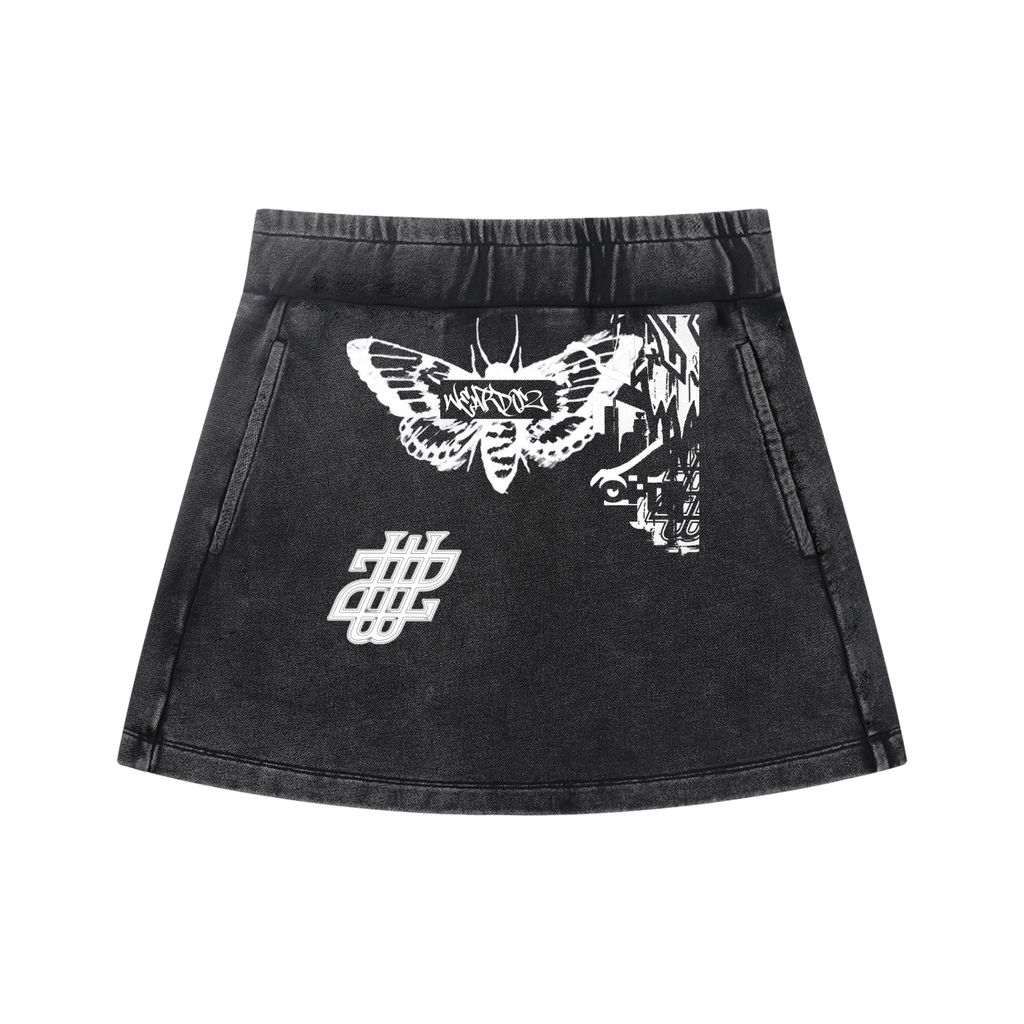WEARDOZ Women's Mineral Wash Mini Skirt