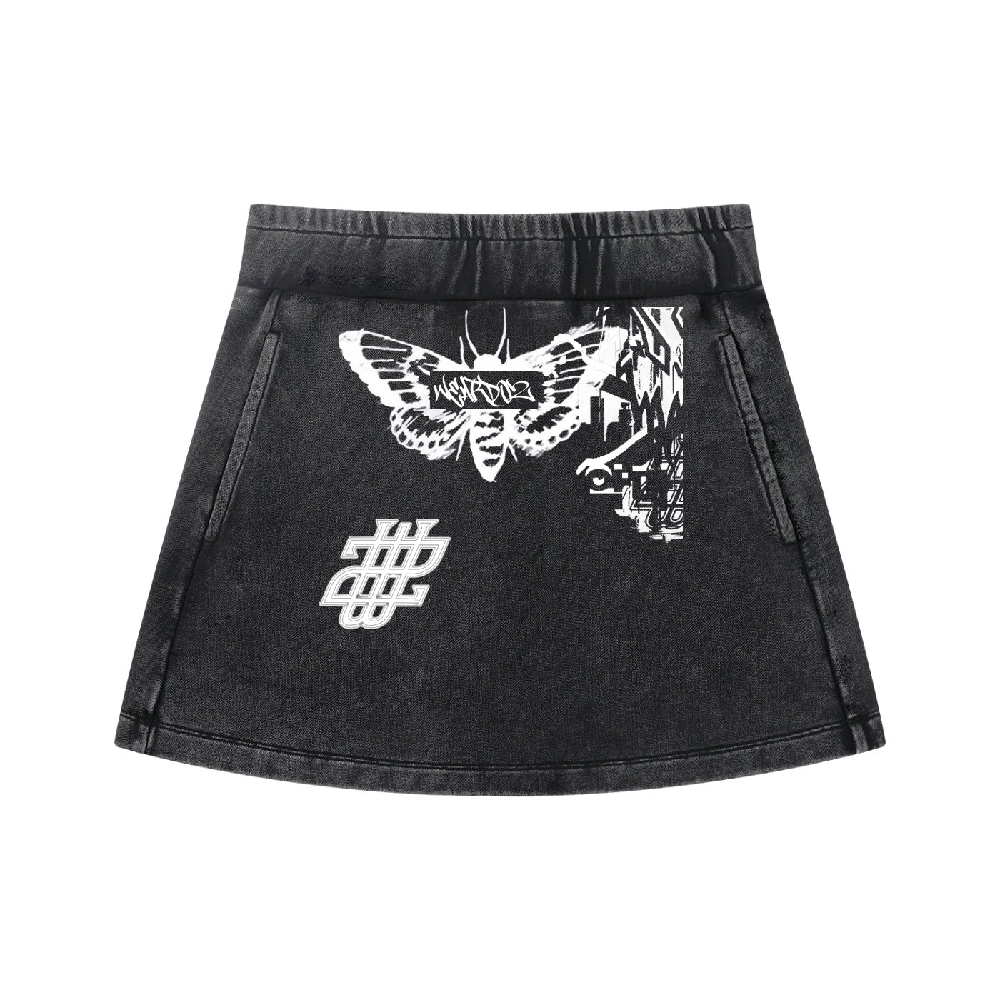 WEARDOZ Women's Mineral Wash Mini Skirt