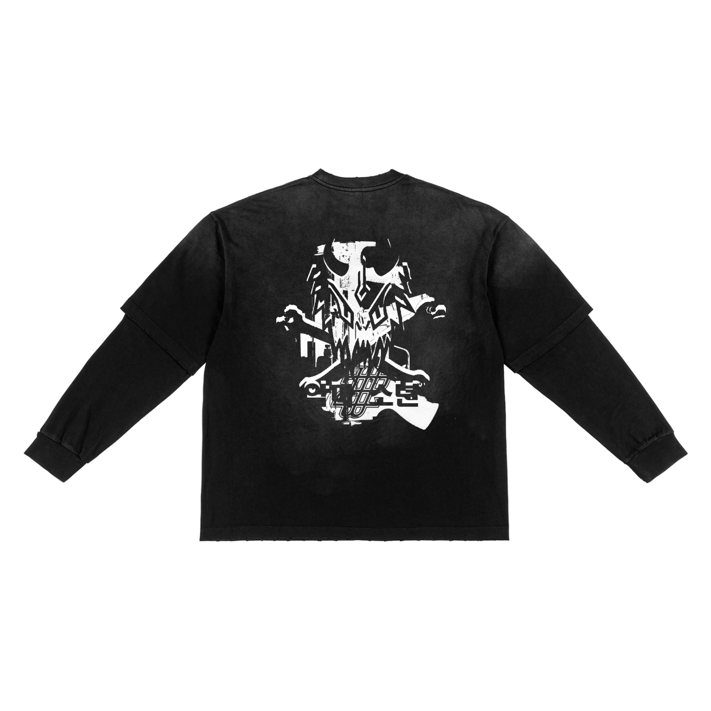 WEARDOZ Sunfade Hand-Frayed Faux Two-Piece T-Shirt