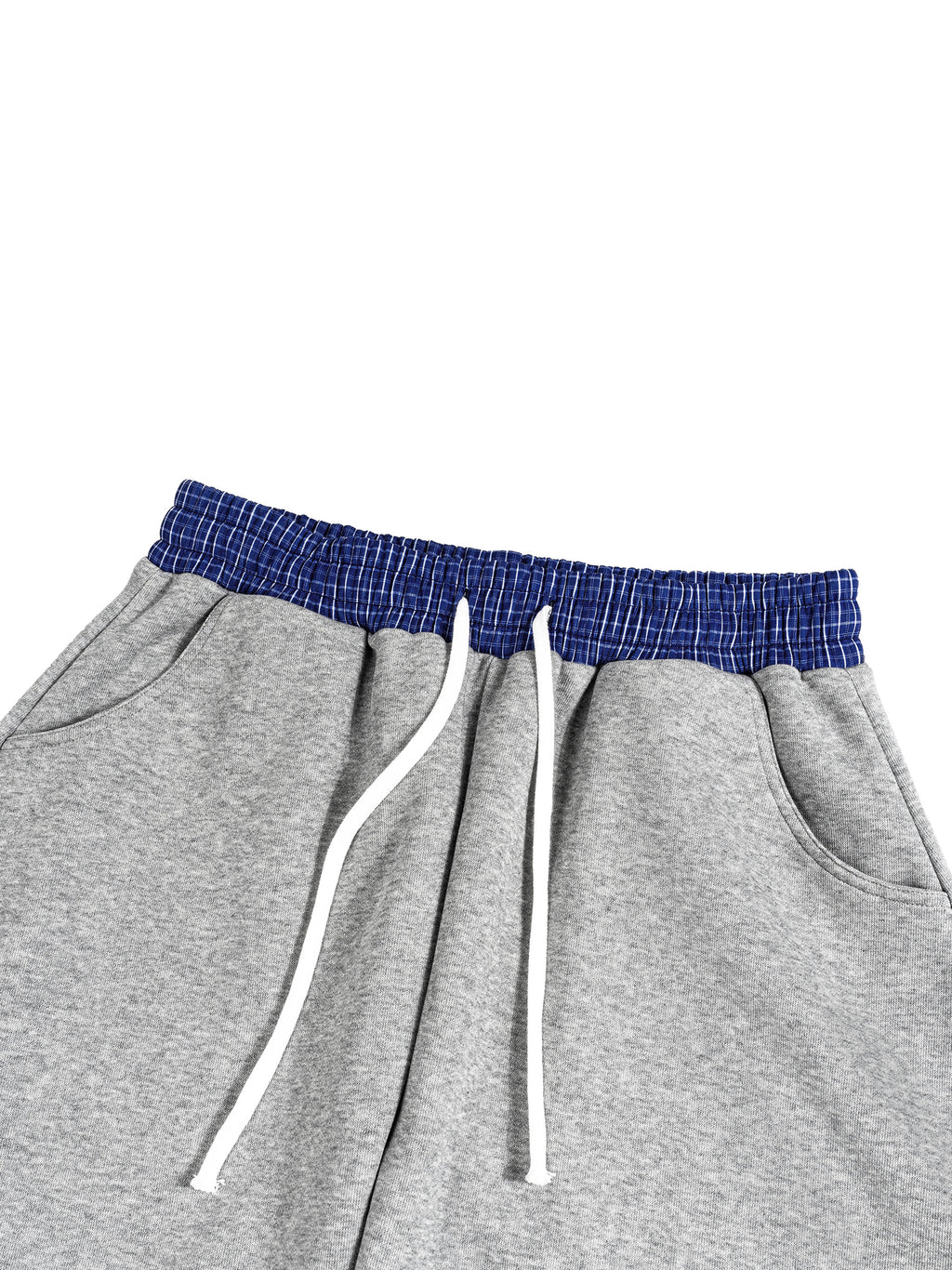 WEARDOZ Plaid Waistband Barrel Sweatpants (Grey)