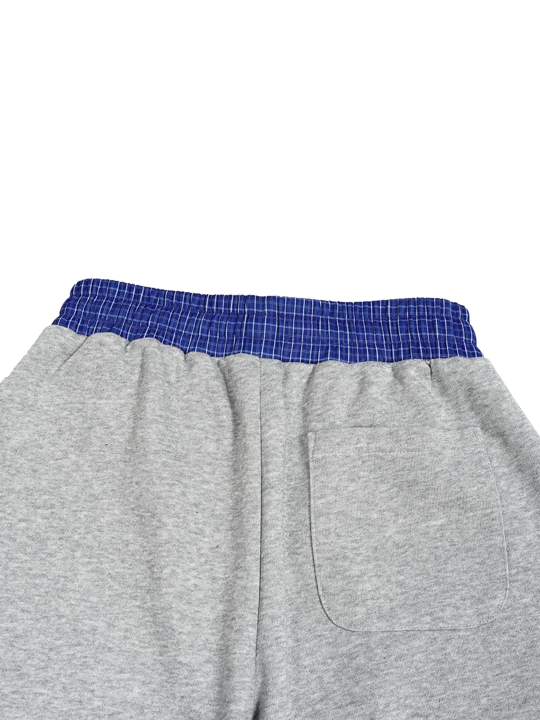 WEARDOZ Plaid Waistband Barrel Sweatpants (Grey)